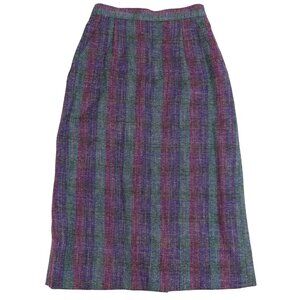 Vintage 60s Jewel Tone Rainbow Striped Wool Midi Skirt Size 8 Academia Preppy